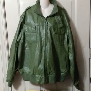 Green Leather Motorcycle Jacket 3XL